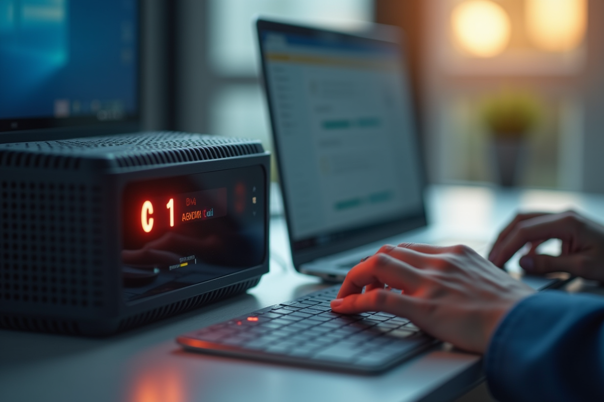 Zoom sur le modem bbox avec indicateur erreur et guide dépannage