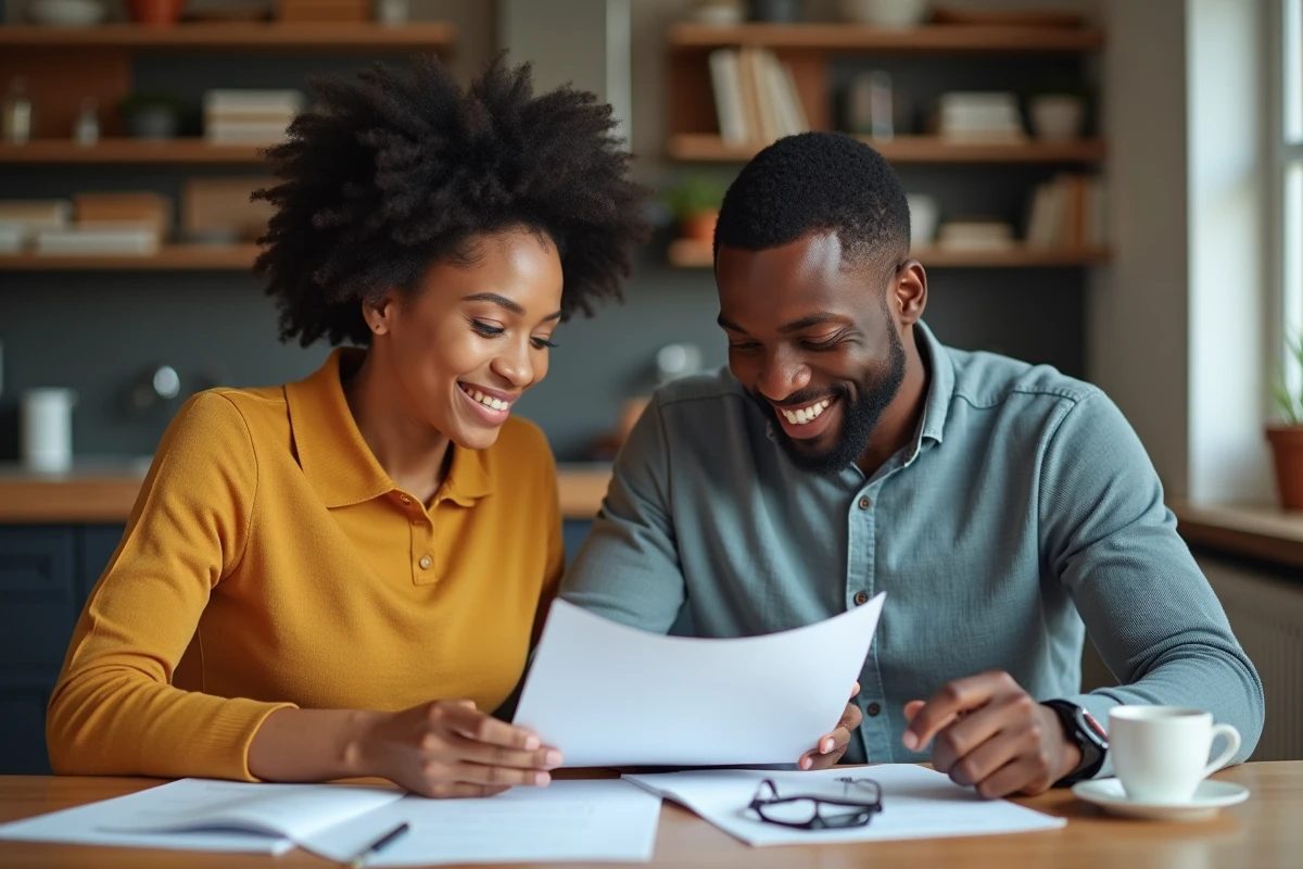 Couple étudiant les conditions d'éligibilité à la nationalité française à leur domicile
