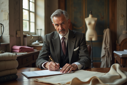 Designer mode homme en costume 1930s dans son atelier
