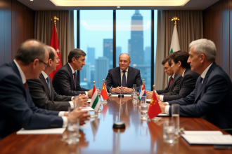 Groupe de diplomates lors d'une réunion des BRICS