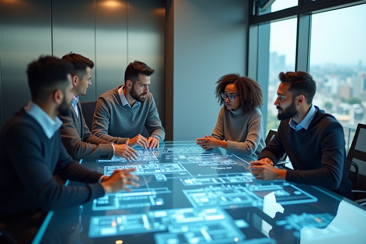 Groupe de jeunes professionnels lors d