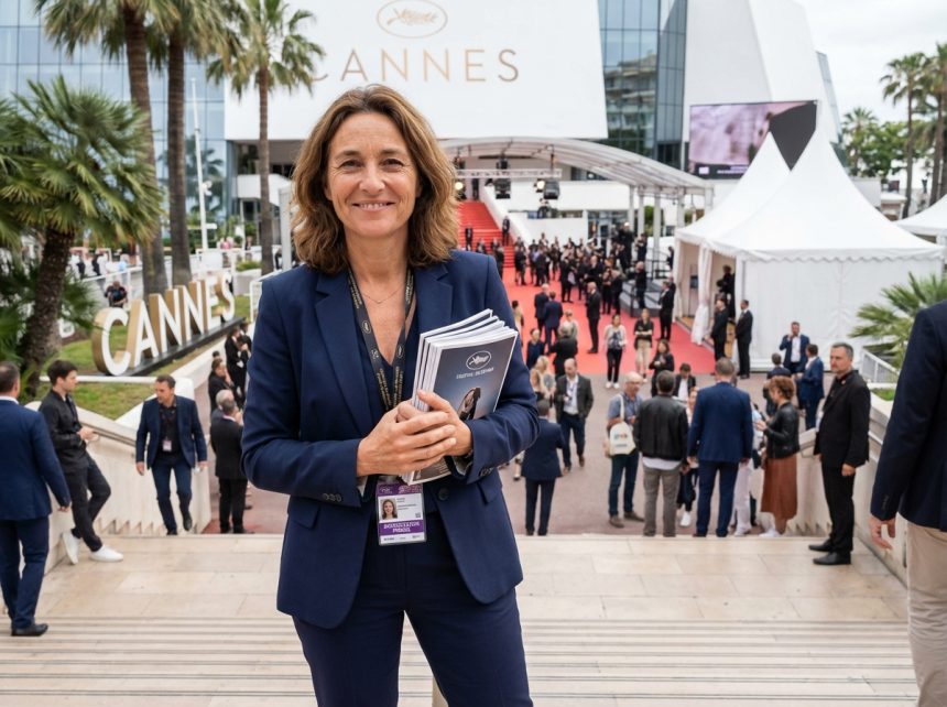 Femme prenant la parole lors d'une conférence à Cannes