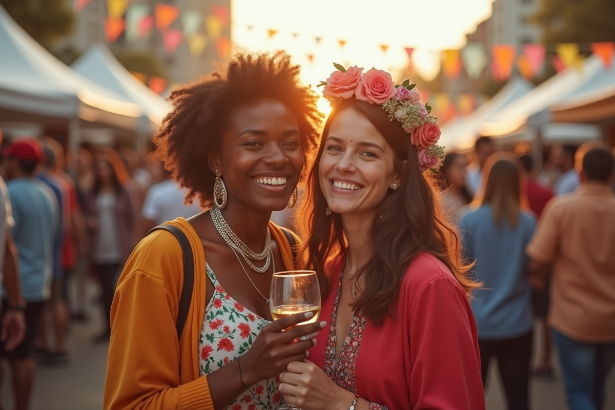 Célébration de mariage multiculturelle en plein air avec couples divers