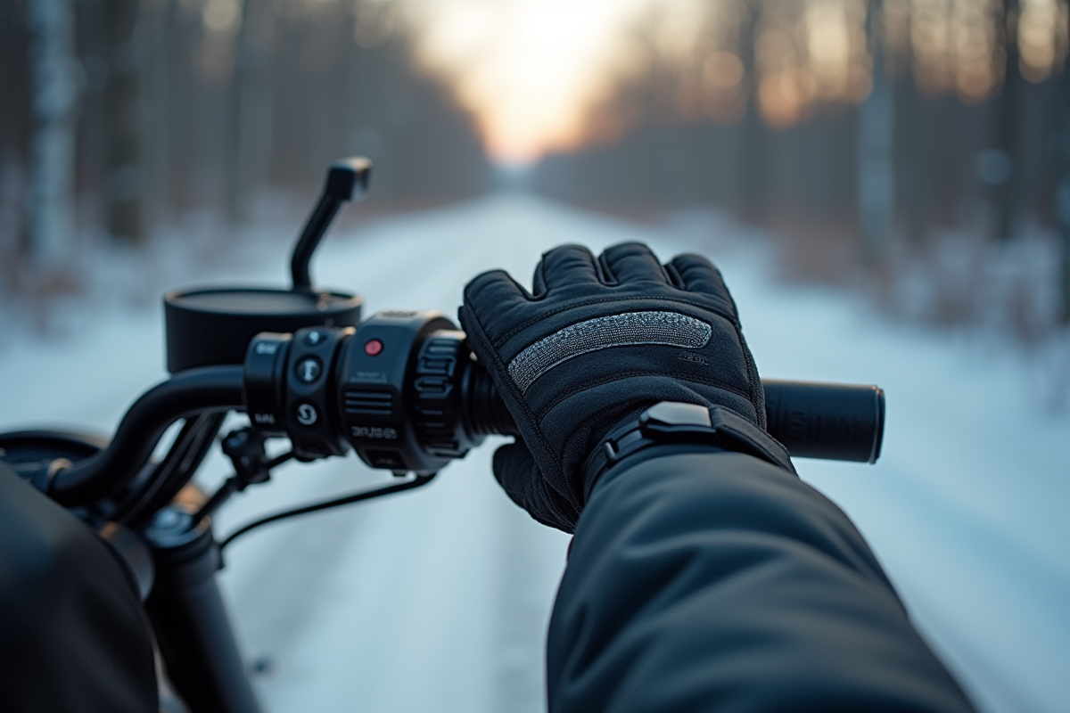 Gants moto hiver en gros plan avec textures fines