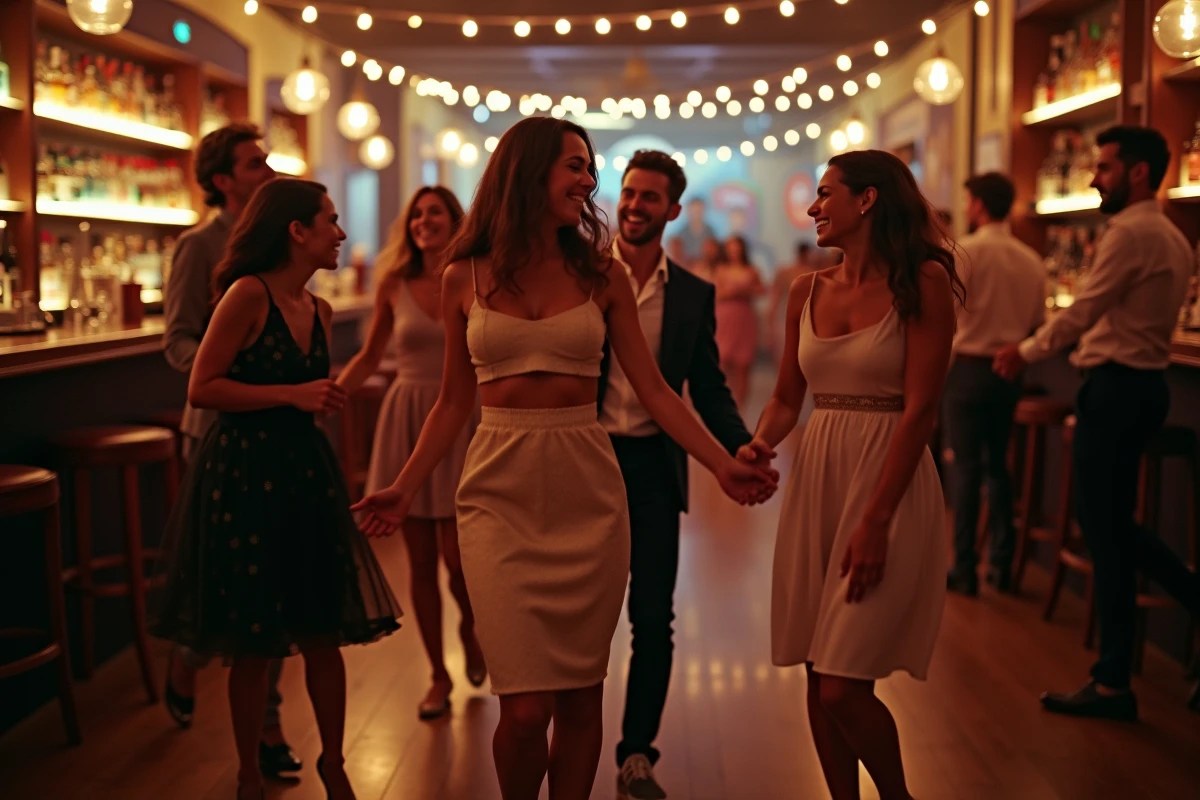 Groupe de personnes dansant dans un bar à Strasbourg